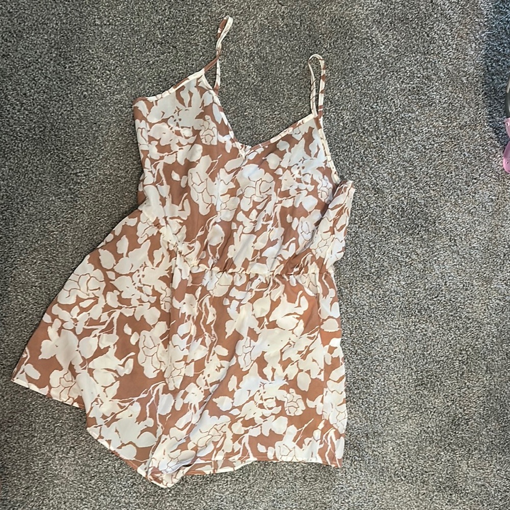 SHEIN Brown and White Floral Jumpsuit